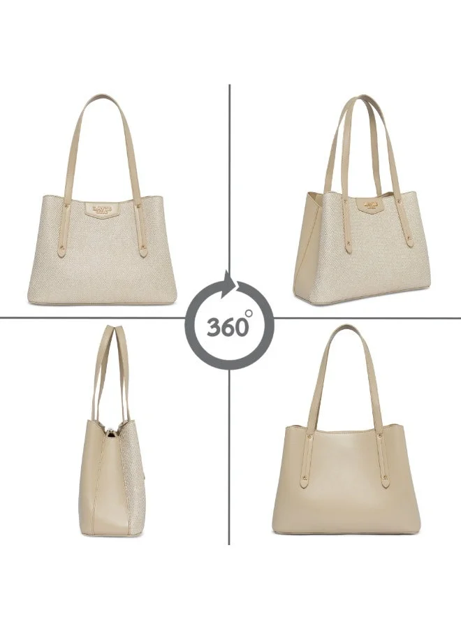 Lavie  Luxe Women's Glam Bella 3 Comparment Medium (Beige) for Women | Best Price UAE